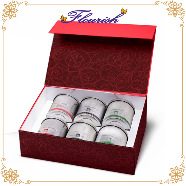 Confezione regalo rigida rigida in cartone bordeaux per prodotti sanitari